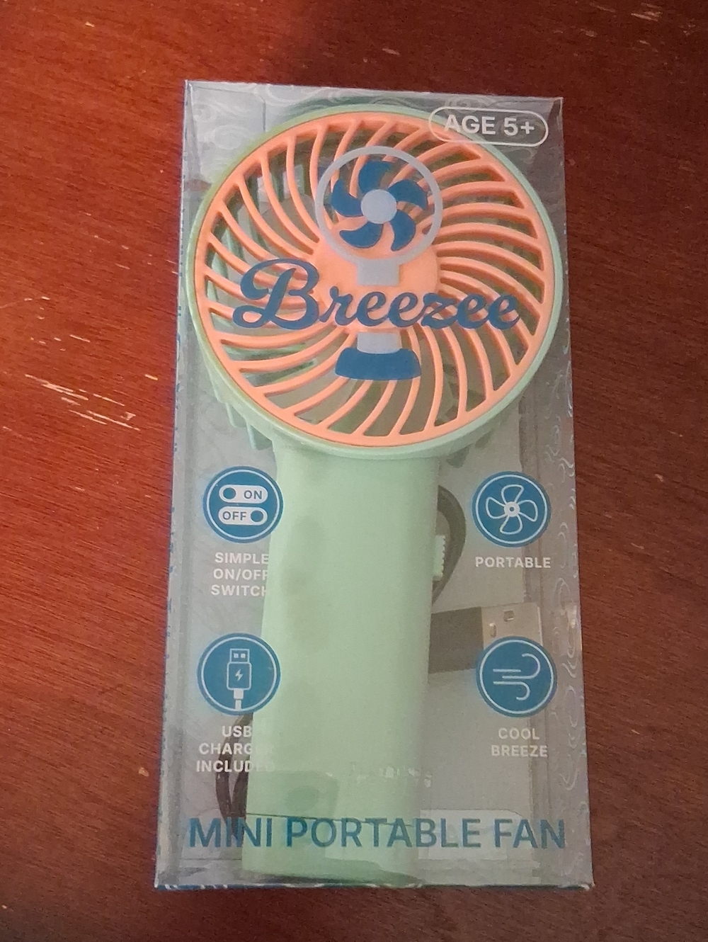 Mini Portable Fan in Mint & Peach - USB Rechargeable